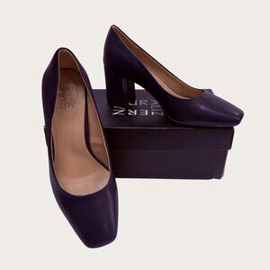 Naturalizer Warner Block Heel Pumps French Navy Blue Womens Shoe Size 8.5W New